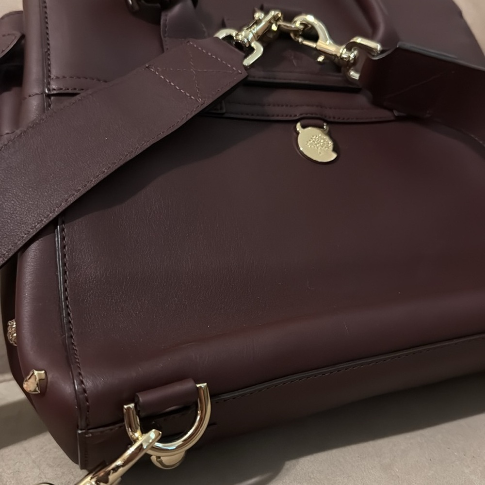 MULBERRY Calfskin Studded Medium Cara Delevingne Convertible Satchel in Oxblood - Picture 7 of 17